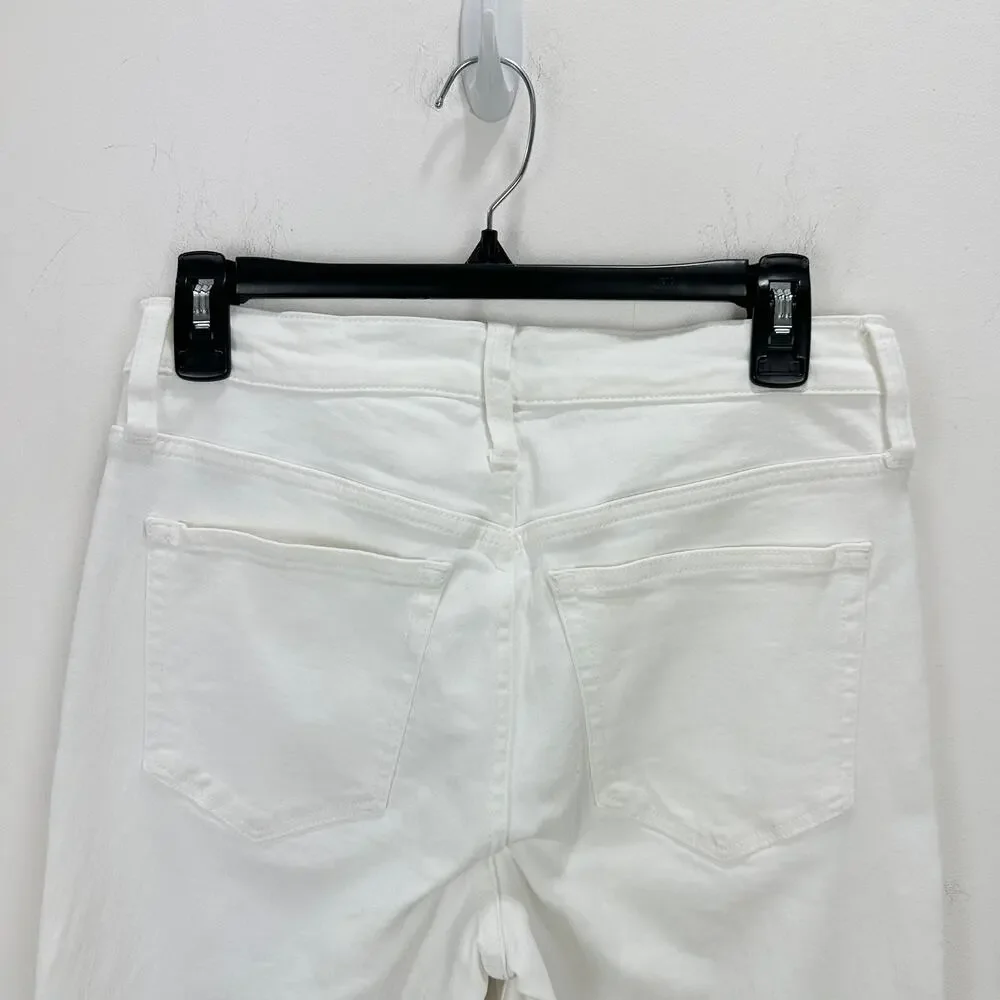 J.Crew Flare Crop White Jean Signature Stretch Denim Mid Rise Womens US 28